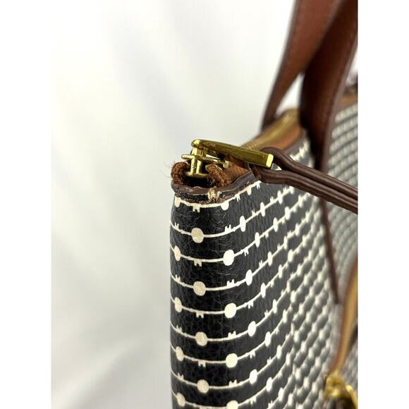 Fossil Rachel Leather Black Striped Tote Purse Classic Brown Black - Picture 15 of 16